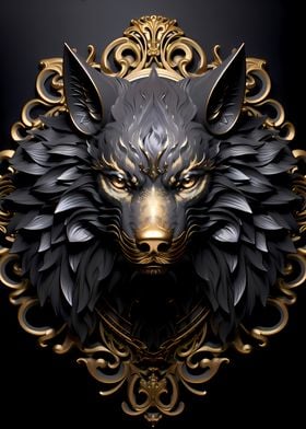 Black and Gold Royal Wolf