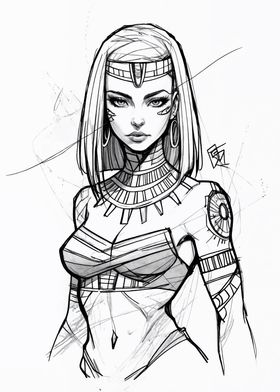 Egyptian Warrior Godess Sketch