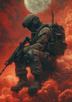 Soldier in Red Sky