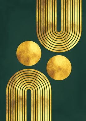 Gold Arches and Circles on Emerald