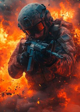 Soldier in Fire