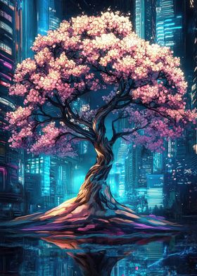 Cherry Blossom Cityscape