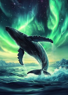 Whale Under Aurora Borealis