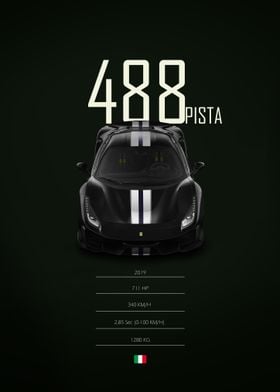 Black 2019 Ferrari 488 Pista