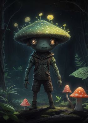 Mushroom Boy in Forest