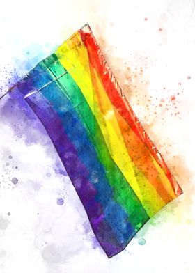 Rainbow Pride Flag Watercolor