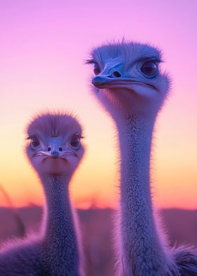 Ostrich Sunset Portrait