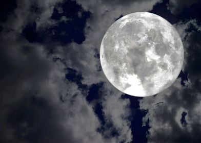 Full Moon in Night Sky