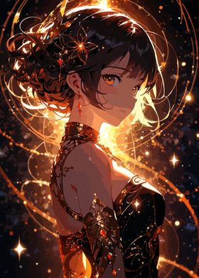 Anime Girl with Golden Glow