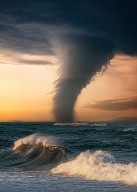 Water Spout Over Ocean