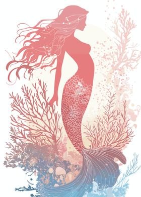 Pink Mermaid Silhouette