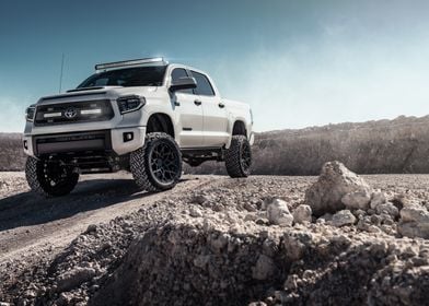 White Pickup Truck Off-Road