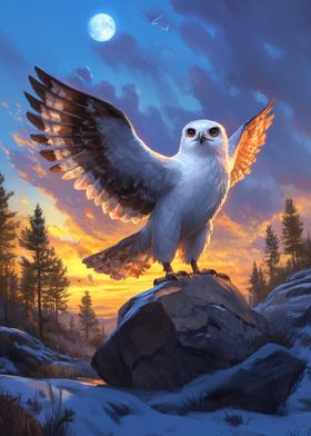 Snowy Owl at Sunset