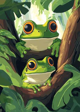 Two Frogs on a Branch