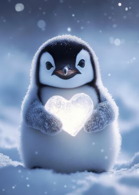 Penguin Holding Heart