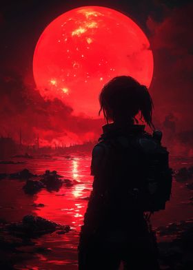 Red Moon Silhouette