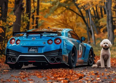 Blue Nissan GTR