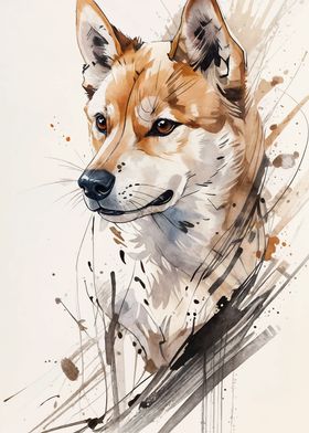 Inushiba Watercolor Portrait