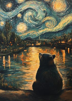 Bear Under Starry Night