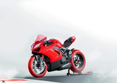 Red Sportbike on Track