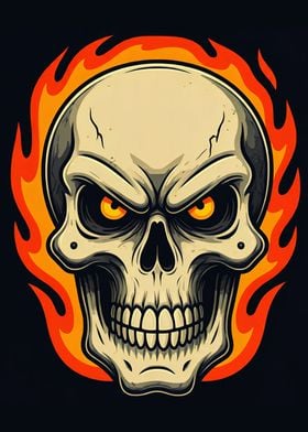 Flaming Skull Illustration