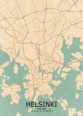 Helsinki Vintage Map