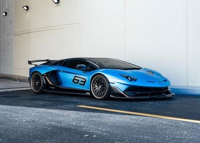 Blue Lamborghini Aventador