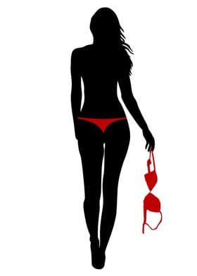 Woman Silhouette with Red Bikini