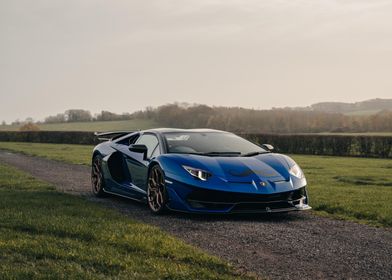 Blue Lamborghini Aventador