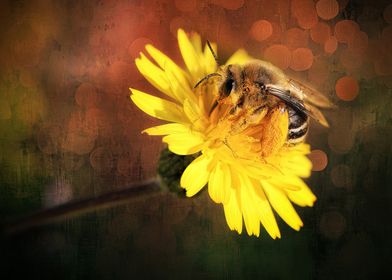 Bee on Yellow Flower Fine Art Nature