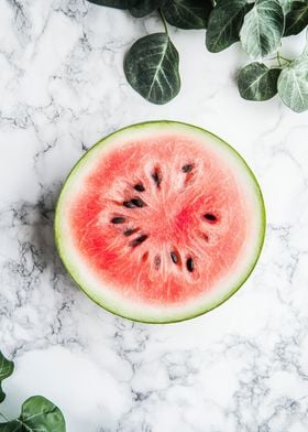 Watermelon Slice on Marble