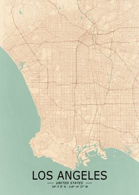 Los Angeles Vintage Map