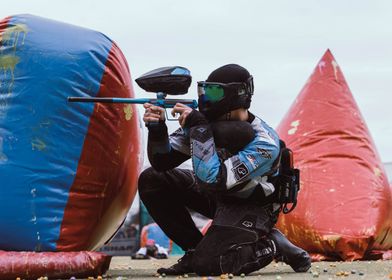 Paintball Player in Action