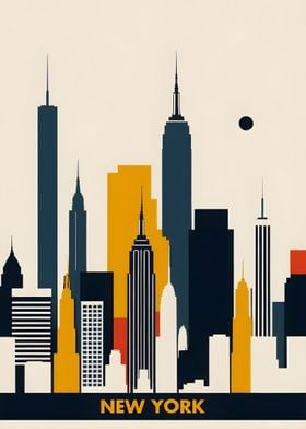 Minimalistic New York City Skyline