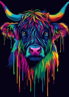 Rainbow Highland Cow Color