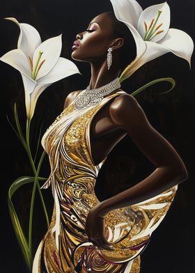 Golden Elegance with Lilies