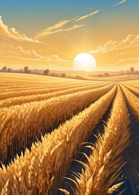 Golden Wheat Field Sunset