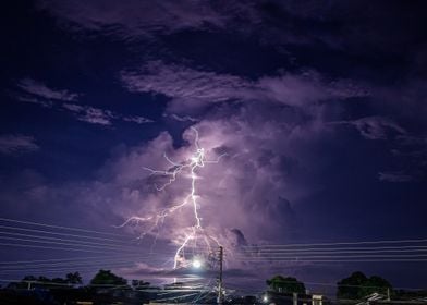 Lightning Strike Night Sky