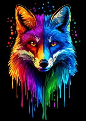 Rainbow Fox Pop Art Fox Co