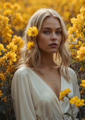 Woman in Yellow Flowers