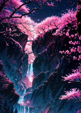 Cherry Blossom Waterfall