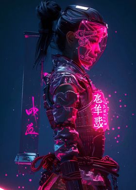 Cyberpunk Samurai Warrior