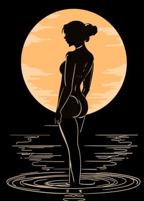 Silhouette Woman Moon