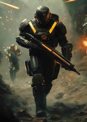 Futuristic Soldier in Combat