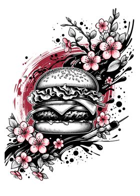 Burger with Cherry Blossoms