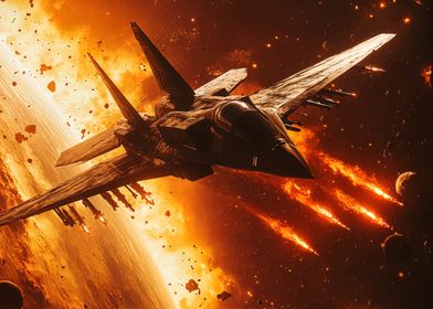 Space Fighter in Fire