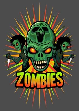 Zombie SZombie Monsters Apocalpysekull Logo