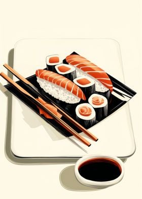 Sushi Plate with Soy Sauce