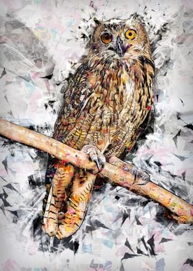 European eagle owl Watercolor Art