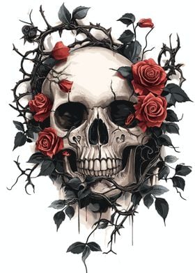 Gothic Skull and Roses